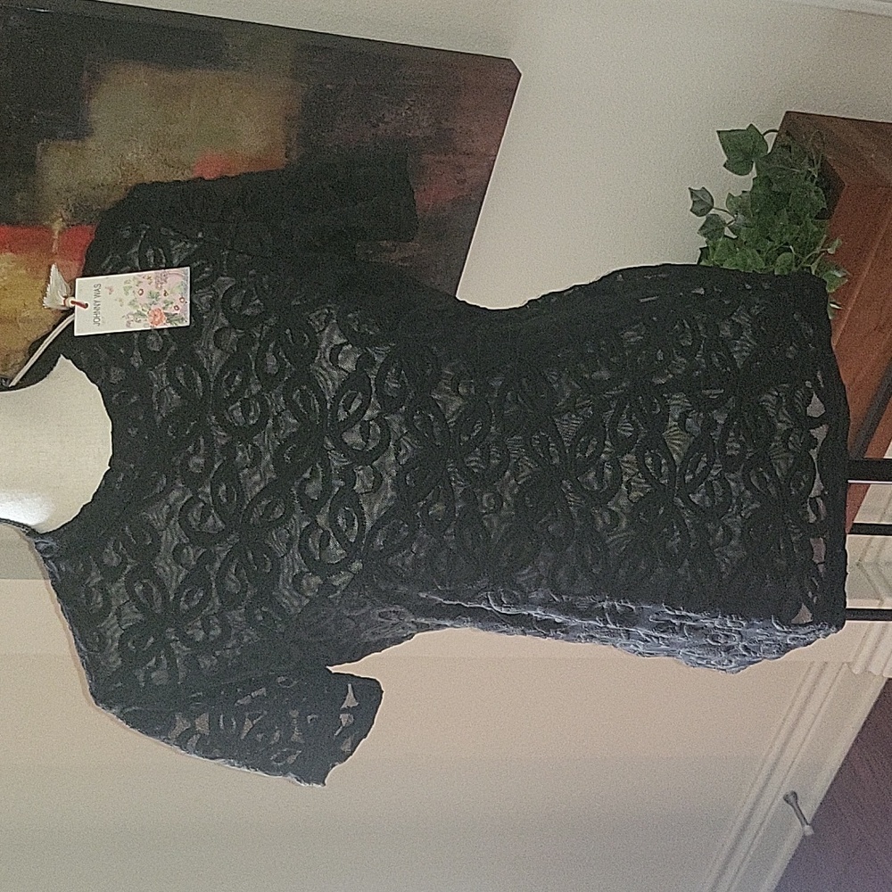 knee length dresses for ladies Johnny Was - Astrid Mesh Midi Dress in Midnights (Australian Exclusive) main image 1